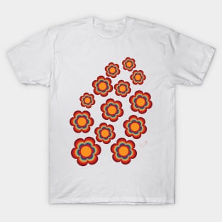 70s Colors Big Sacred Flower Seamless Repeat Pattern Print T-Shirt